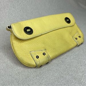 Cole Haan Leather Clutch Pouch Purse-Butter Yellow-Vintage-Designer-Classic-Y2K